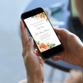 Peach Floral Corner Greenery Elegant Script Kaart