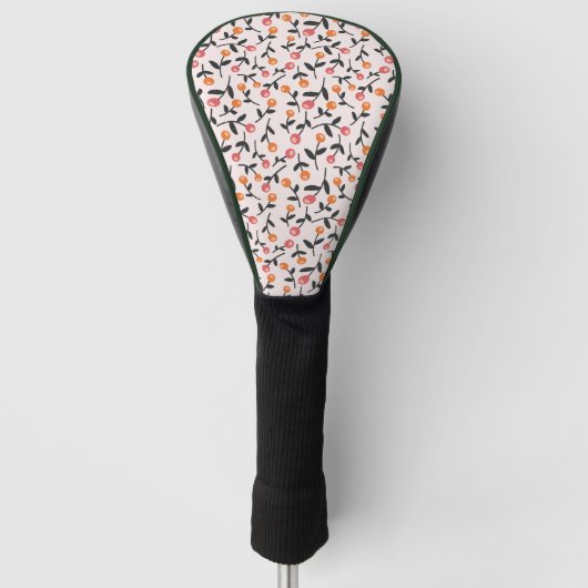 Peach Floral Dames Golf Head Hoesje Golfheadcover (Voorkant)
