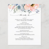 Peach Floral Dusty Blue Wedding Menu (Voorkant)