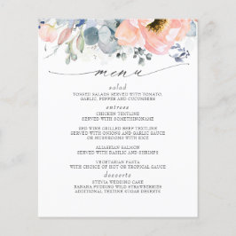 Peach Floral Dusty Blue Wedding Menu