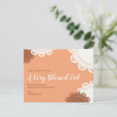 Peach  Floral Eid Al Fitr Briefkaart (Staand voorkant)