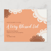 Peach  Floral Eid Al Fitr Briefkaart (Voorkant)