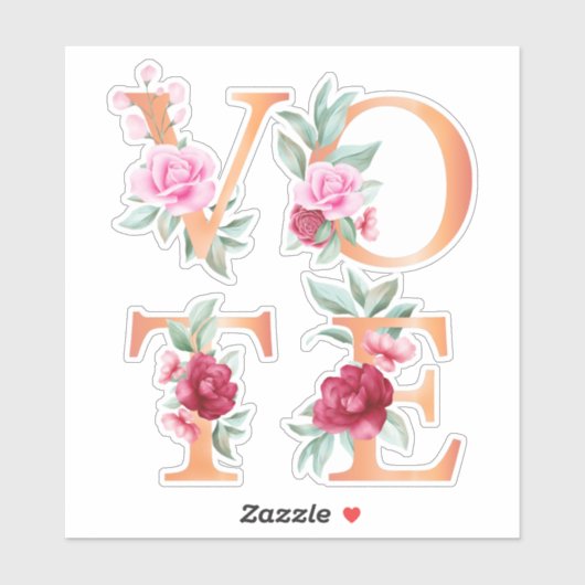 Peach Floral Elegant Feminine Go Vote Sticker (Vel)
