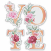 Peach Floral Elegant Feminine Go Vote Sticker (Voorkant)