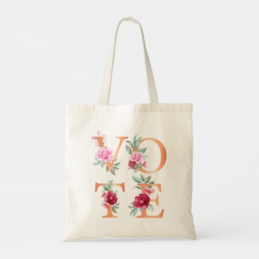 Peach Floral Elegant Feminine Go Vote Tote Bag (Achterkant)