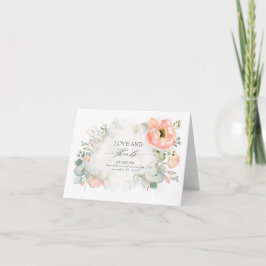Peach Floral Elegant Wedding Dank u Bedankkaart