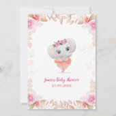Peach Floral Elephant Baby shower Girl Invitation Save The Date (Achterkant)
