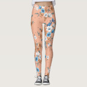peach Floral Feminine Pattered | LEGGINGS (Voorkant)