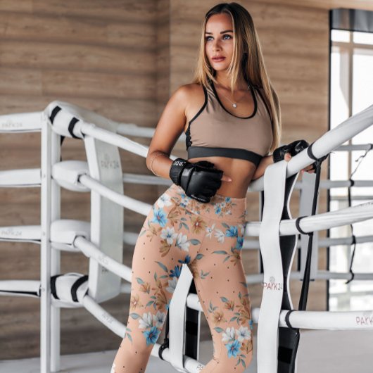peach Floral Feminine Pattered | LEGGINGS