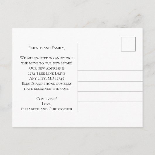 Peach Floral Flowers Greenery Script Moving Aankondigingskaart (Achterkant)