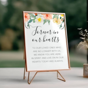 Peach Floral forever in ons hart Memorial Poster
