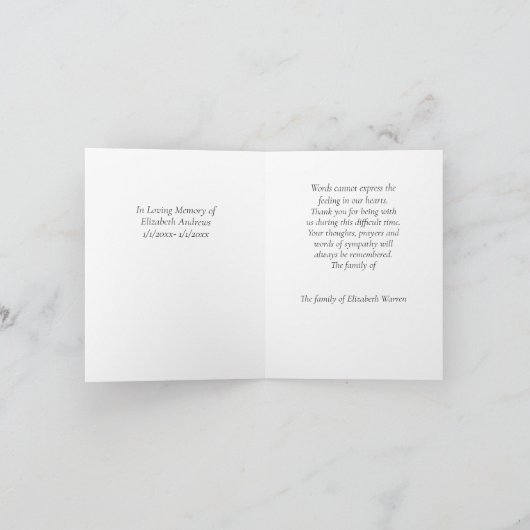 Peach Floral foto Memorial Bedankkaart (Binnen)