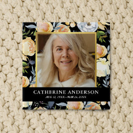 Peach Floral Funeral Memorial Foto Button