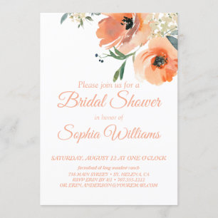 Peach Floral Garden   Bridal Shower-uitnodiging Kaart