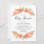 Peach Floral Garden | Uitnodiging tot Baby shower (Voorkant)