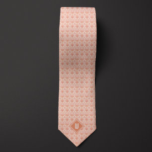 Peach Floral geïnspireerd monogram Stropdas