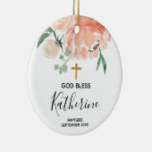 Peach Floral Girl Baptism Ornament (Rechts)