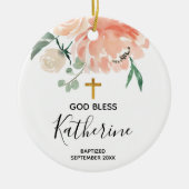 Peach Floral Girl Baptism Ornament (Voorkant)