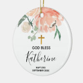 Peach Floral Girl Baptism Ornament (Links)