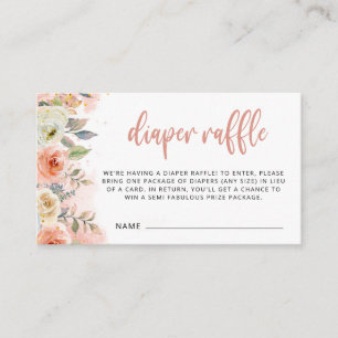 Peach Floral Girl's Diaper Raffle Enclosure Kaart