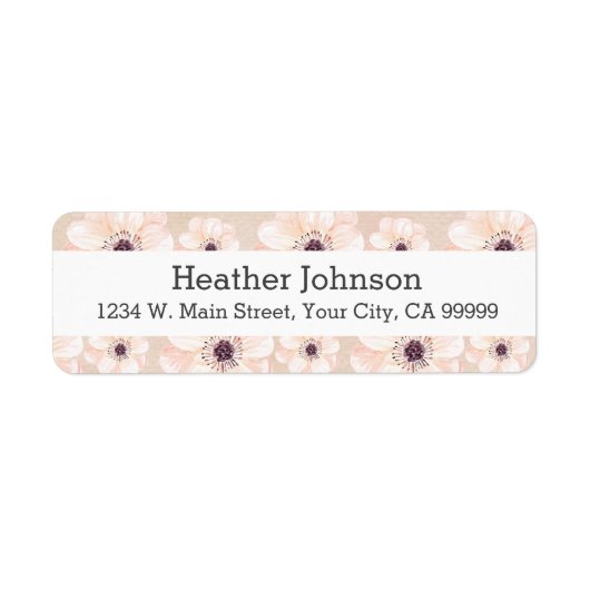 Peach Floral Girly Waterverf Pattern Etiket (Voorkant)