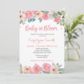 Peach Floral greenery Baby in Bloom Kaart (Staand voorkant)