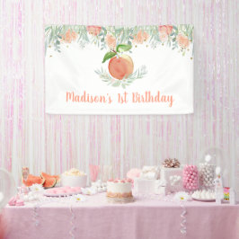 Peach Floral Greenery Birthday Spandoek