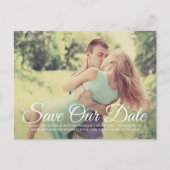 Peach Floral Greenery Wedding Photo Save the Date Aankondigingskaart (Voorkant)