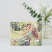 Peach Floral Greenery Wedding Photo Save the Date Aankondigingskaart (Staand voorkant)