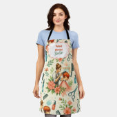 Peach Floral Hair Stylist Business Schort (Gedragen)