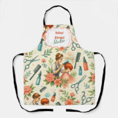 Peach Floral Hair Stylist Business Schort (Voorkant)