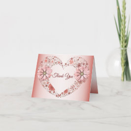 Peach Floral Heart Modern  Bedankkaart
