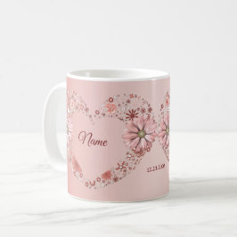 Peach Floral Heart Modern wedding Gift Koffiemok