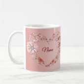 Peach Floral Heart Modern wedding Gift Koffiemok (Links)