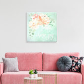 Peach Floral Inspirerend Quote Canvas Afdruk (Insitu (Woonkamer))