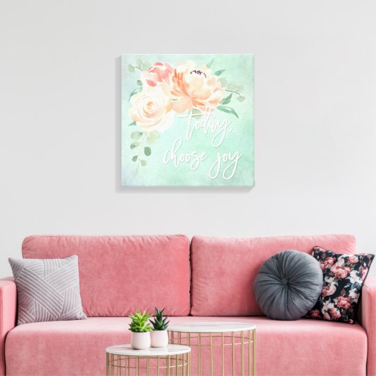 Peach Floral Inspirerend Quote Canvas Afdruk (Insitu (Woonkamer))