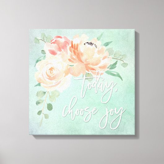 Peach Floral Inspirerend Quote Canvas Afdruk (Voorkant)