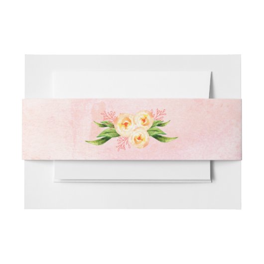 Peach Floral Invitation Belly Band Uitnodigingen Wikkel (Voorkant Voorbeeld)