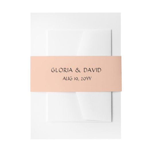 Peach Floral Invitation Belly Band Uitnodigingen Wikkel (Voorkant Voorbeeld)