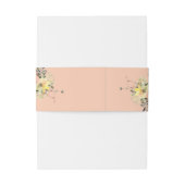 Peach Floral Invitation Belly Band Uitnodigingen Wikkel (Achterkant Voorbeeld)