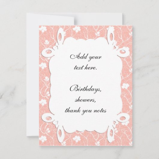 Peach Floral Invitation Kaart (Voorkant)