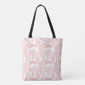 Peach Floral Leaf Natural Trendy Monogram Tote Bag (Achterkant)