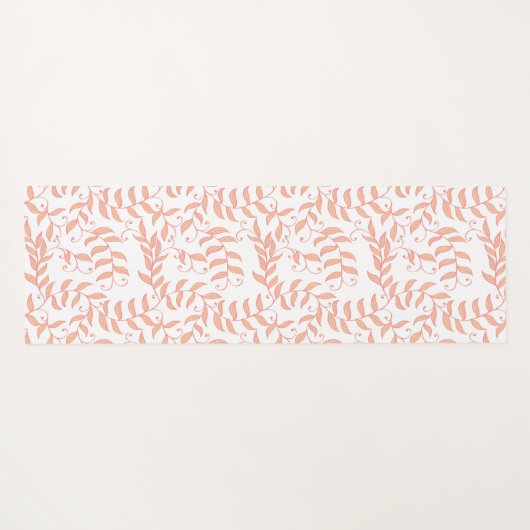 Peach Floral Leaf Natural Trendy Monogram Yogamat (Achterkant (horizontaal))