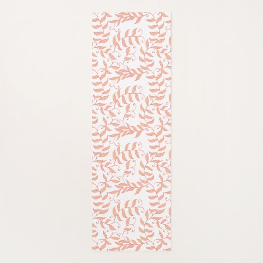 Peach Floral Leaf Natural Trendy Monogram Yogamat (Achterkant)
