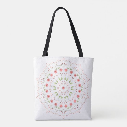 Peach Floral Mandala Canvas tas (Achterkant)