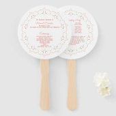Peach Floral Mandala Circle Wedding Programme Fan Handwaaier (Voorkant en achterkant)