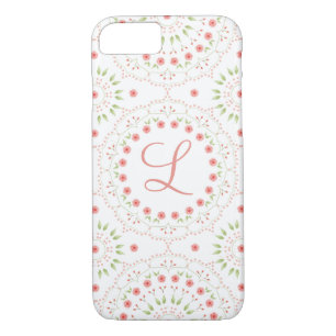 Peach Floral Mandala Initiaal Phone Case