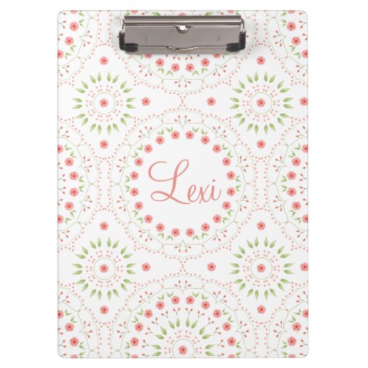 Peach Floral Mandala Personalized Clip Board Klembord (Voorkant)