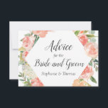 Peach Floral Medley Advies voor bruid en bruidegom<br><div class="desc">Laat salie advies voor de bruid en bruidegom met deze perzik bloem "Advies voor de bruid en bruidegom" kaart die kan worden gepersonaliseerd met hun namen. De voorkant van de kaart heeft een diamantvormig bloemontwerp met rozen, pioenen en hortensia's in pastelperzik, zalmroze en gebroken wit met achterliggend groen. De achterkant...</div>