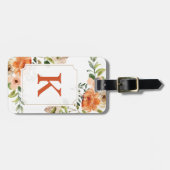 Peach Floral Monogram Bagagelabel (Voorkant horizontaal)